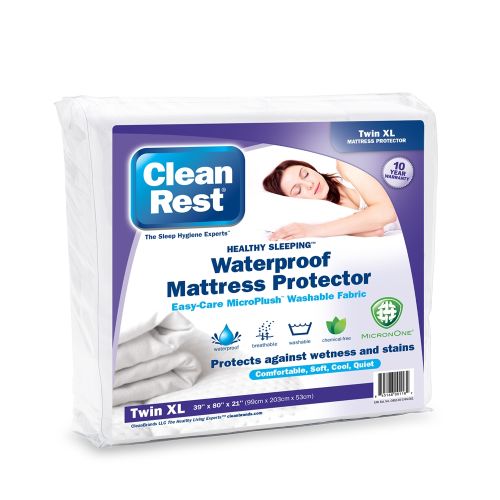 CleanRest Fitted Mattress Protector, 100% Polyester, Twin XL, 39x80, Depth up to 21", White